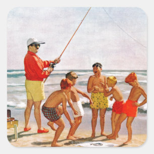 Sticker Carré Big Pole Little Fish par Richard Sargent