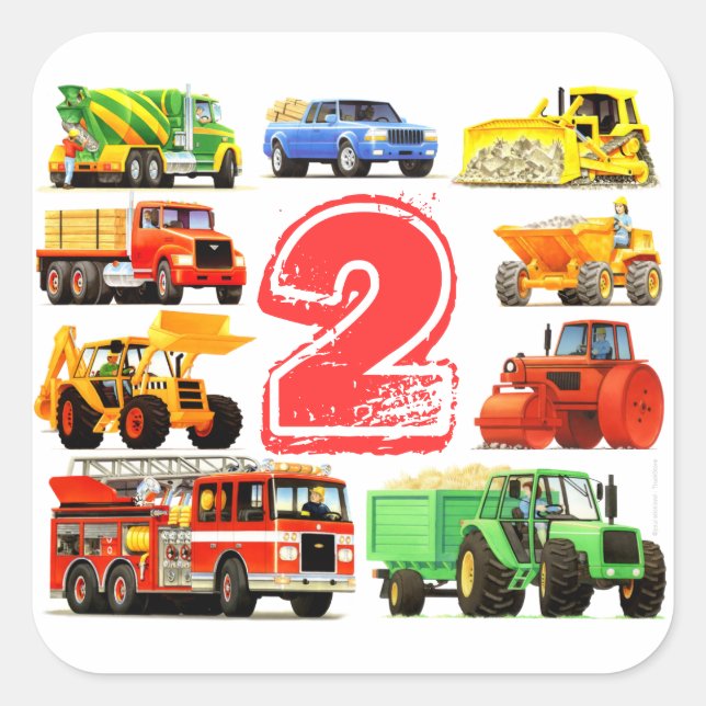 Sticker Carré Big Trucks 2e anniversaire (Devant)