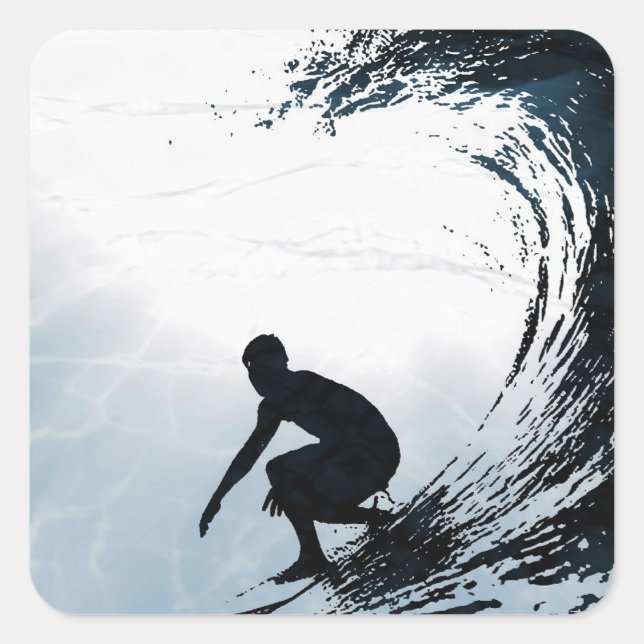 Sticker Carré Big Wave Surfer (Devant)