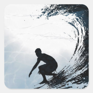 Sticker Carré Big Wave Surfer