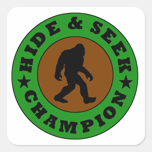Sticker Carré Bigfoot Caché Et Chercher Champion (Devant)