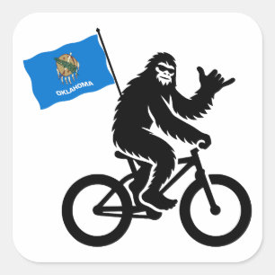Sticker Carré Bigfoot Cyclisme Drapeau de l'Oklahoma
