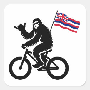 Sticker Carré Bigfoot Cyclisme Drapeau d'Hawaii