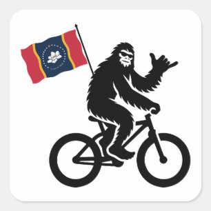 Sticker Carré Bigfoot Cyclisme Drapeau du Mississippi