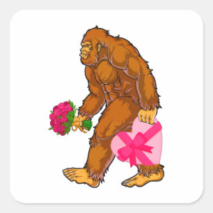 Sticker Carré Bigfoot Sasquatch Funny Valentines Jour Amour