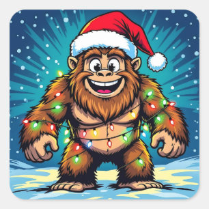 Sticker Carré Bigfoot Sasquatch Noël drôle