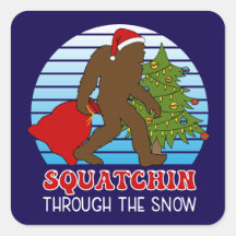 Bigfoot Squatchin à travers la neige Noël