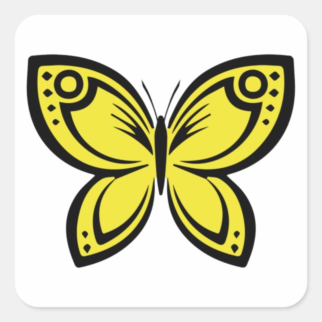 Sticker Carré Bijoux papillons - Jaune (Devant)