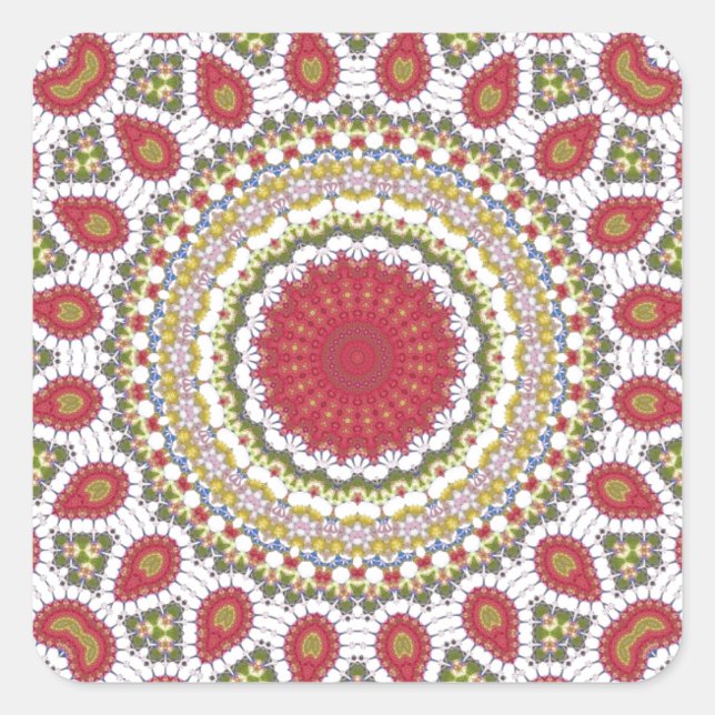 Sticker Carré Bijoux rouges Mosaïque Conception géométrique (Devant)