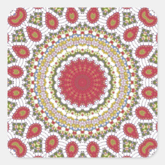 Sticker Carré Bijoux rouges Mosaïque Conception géométrique