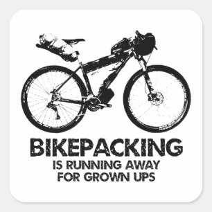 Sticker Carré Bikepacking Est En Cours D'Exécution Pour Les Ups