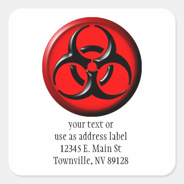 Sticker Carré BioHazard Toxic - Rouge (Devant)