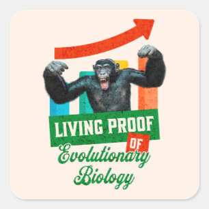Sticker Carré Biologie de l'évolution Humour des primates