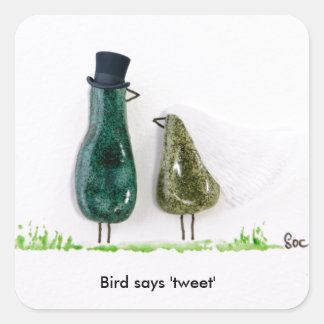 Sticker Carré Bird dit 'tweet'
