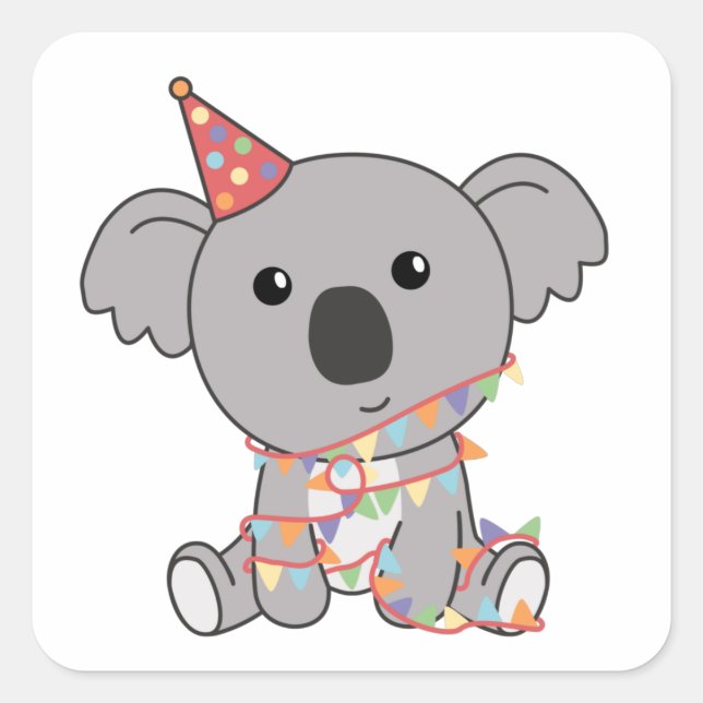 Sticker Carré Birthday Koala (Devant)