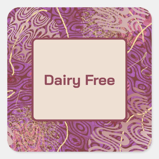Sticker Carré Birthday Party Dietary Requirement Dairy Free (Devant)