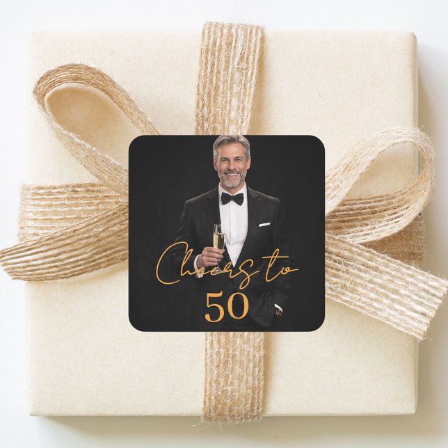 Sticker Carré Birthday party photo cheers gold (Créateur téléchargé)