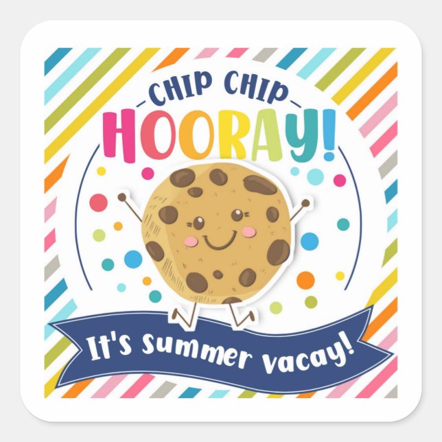 Sticker Carré biscuit cadeau cadeau été vacances (Devant)