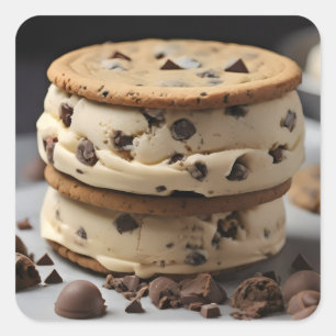 Sticker Carré biscuit chocolat glace sandwich à la crème glacée