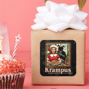 Sticker Carré Biscuit pour Krampus Joyeux Noël Krampus Horreur