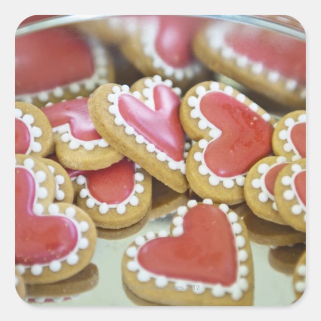 Sticker Carré biscuits sucrés valentine dans une boîte à biscuit (Devant)
