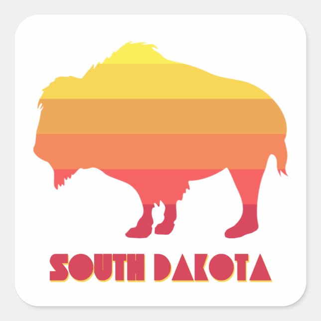 Sticker Carré Bison du Dakota du Sud (Devant)