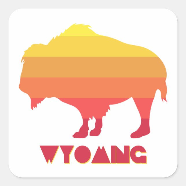 Sticker Carré Bison du Wyoming (Devant)