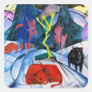 Sticker Carré Bison en hiver par Franz Marc