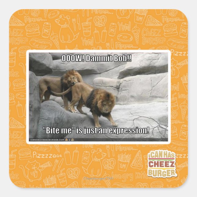 Sticker Carré Bite me n'est qu'une expression ! (Devant)