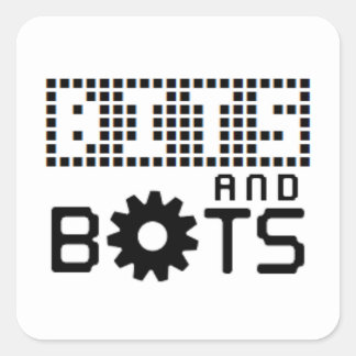 Sticker Carré Bits et bottes d'autocollants blancs