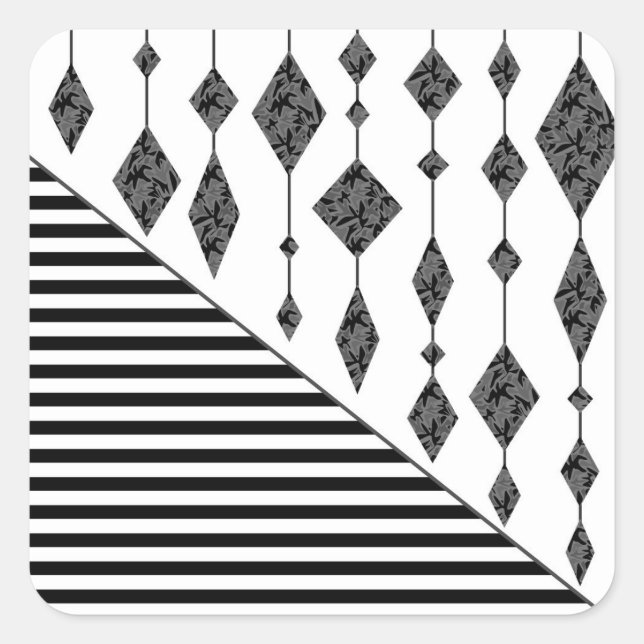 Sticker Carré Black and white, abstract, geometric, simple, scan (Devant)