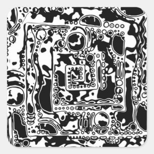 Sticker Carré Black and White Geometric Art 25