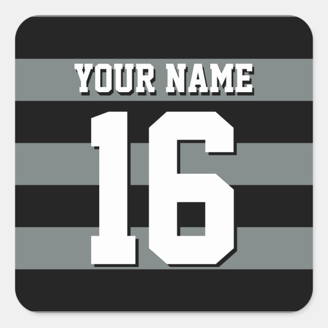 Sticker Carré Black Charcoal Team Jersey Preppy Stripe (Devant)
