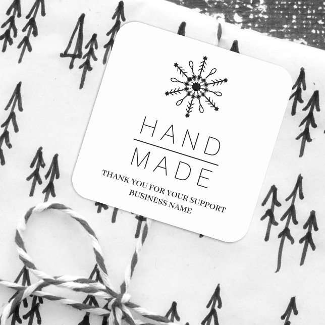 Sticker Carré  Black Christmas Modern Snowflake for Business (Black Christmas Modern Snowflake for Business Square Sticker. )