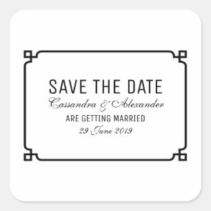 Sticker Carré Black Deco Chic Enregistrer la date