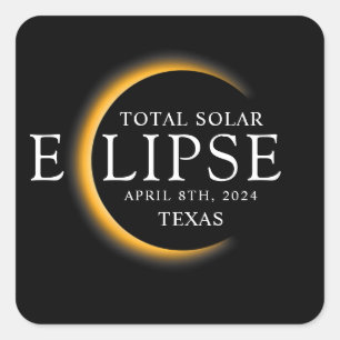 Sticker Carré Black & Gold 2024 Texas Total Solar Eclipse