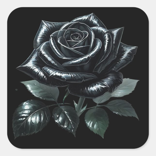 Sticker Carré Black Gothic Rose (Devant)