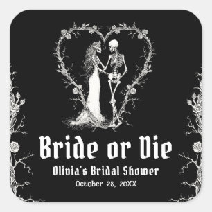 Sticker Carré Black gothique Halloween mariée ou Fête des mariée