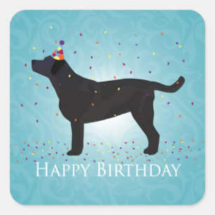 Sticker Carré Black Lab Joyeux Design d'anniversaire