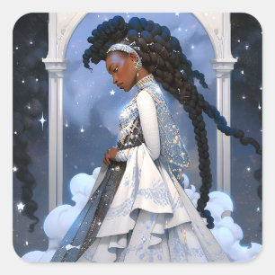 Sticker Carré Black Princess Imaginaire Art