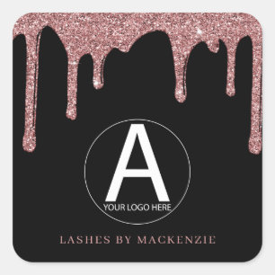 Sticker Carré Black Rose Gold Parties scintillant Drives Busines
