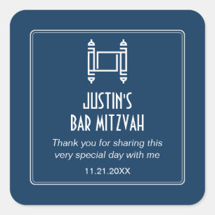 Sticker Carré Black Simple Torah Bar Mitzvah