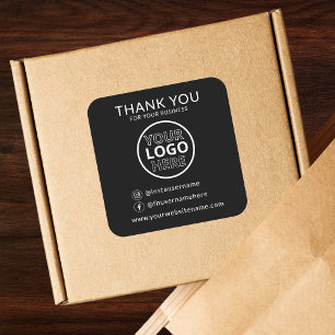 Sticker Carré Black Social Media Icons Merci Business Logo