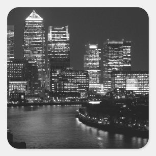 Sticker Carré Black White London City Night UK Travel