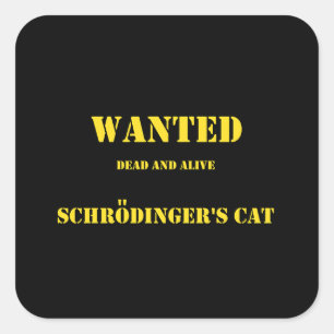 Sticker Carré Blague Quantique Drôle : Le Chat de Schrödinger en