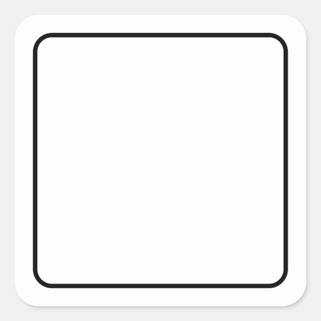 Sticker Carré Blanc blanc simple avec bordure noire (Devant)