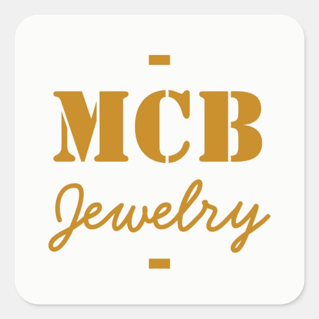 Sticker Carré Blanc Golden Brown initial Nom do-it-yourself (Devant)