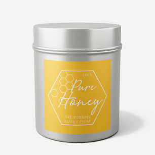 Sticker Carré Blanc Moderne Sur Jaune 100% Jar De Miel Pur