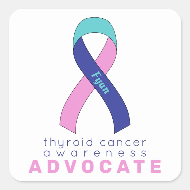 Sticker Carré blanc pour défenseur du cancer du th (Devant)