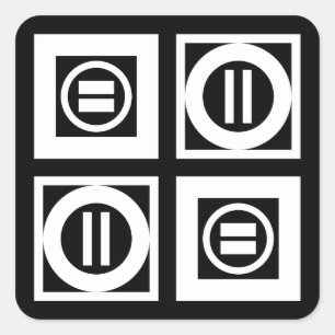 Sticker Carré Blanc sur le Motif de signalisation géométrique no